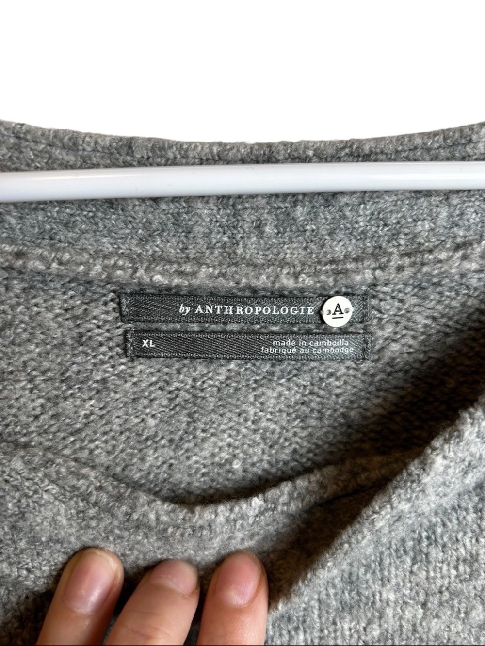 NWT Anthropologie Gray Boatneck Sweater XL Merino Wool Blend Oversized Pullover - Picture 2 of 5